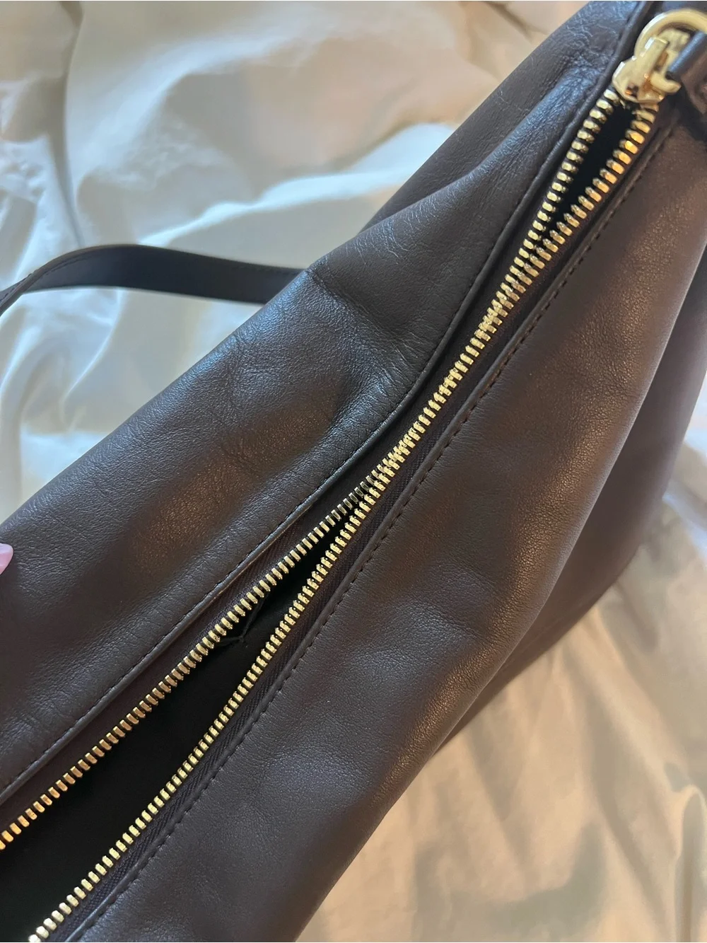 Hoze Classic Dark Brown Leather Shoulder Bag